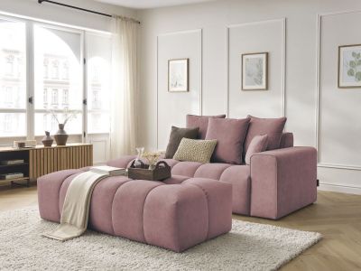 Canapé droit fixe MONT-BLANC velours avec pouf