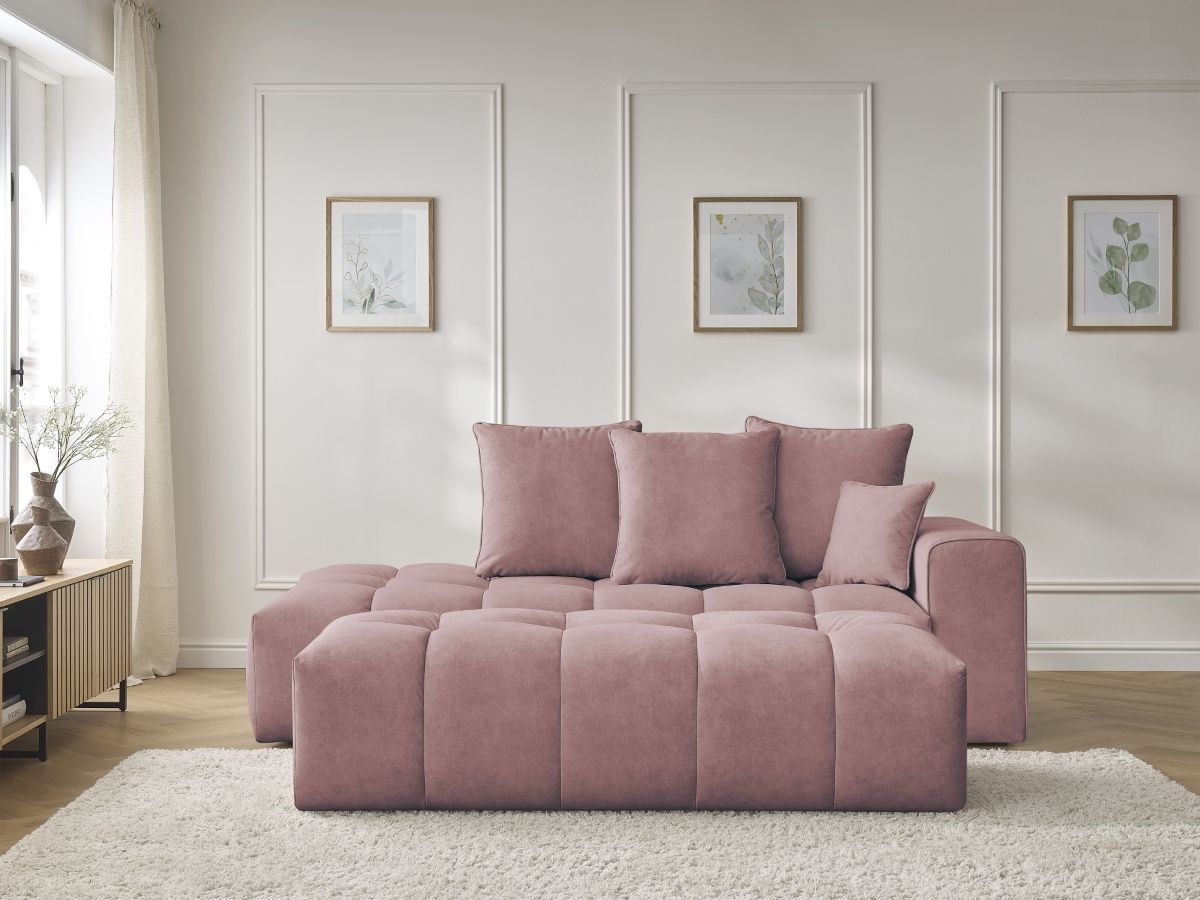 Canapé droit fixe MONT-BLANC velours avec pouf