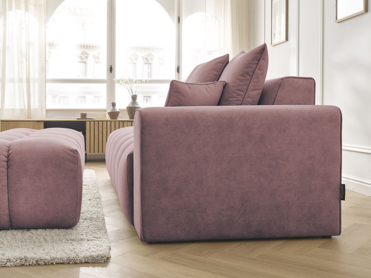 Canapé droit fixe MONT-BLANC velours avec pouf