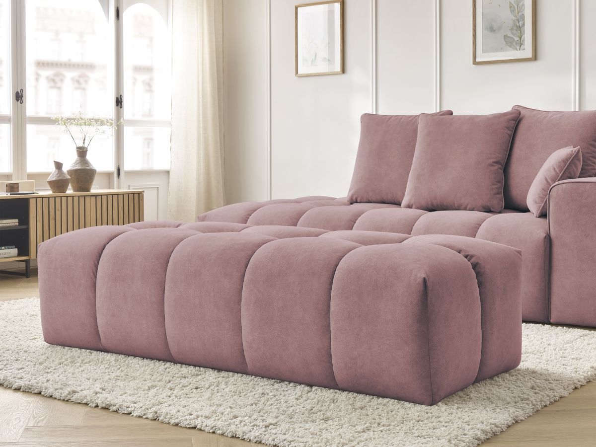 Canapé droit fixe MONT-BLANC velours avec pouf
