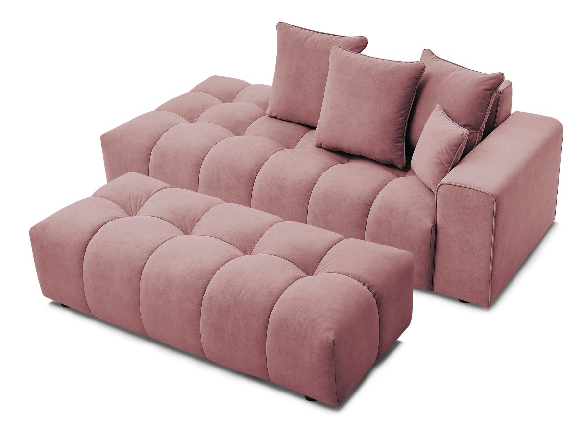 Canapé droit fixe MONT-BLANC velours avec pouf