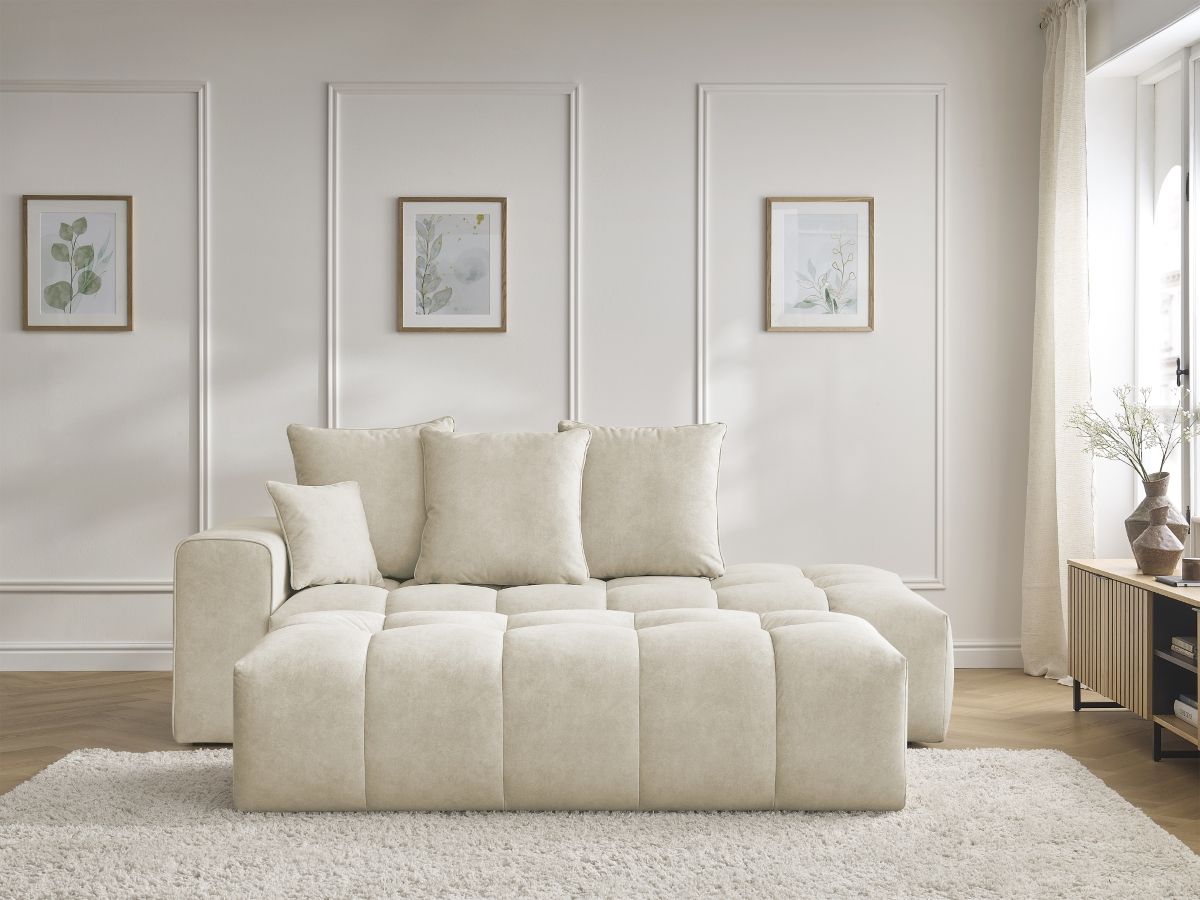 Canapé droit fixe MONT-BLANC velours avec pouf