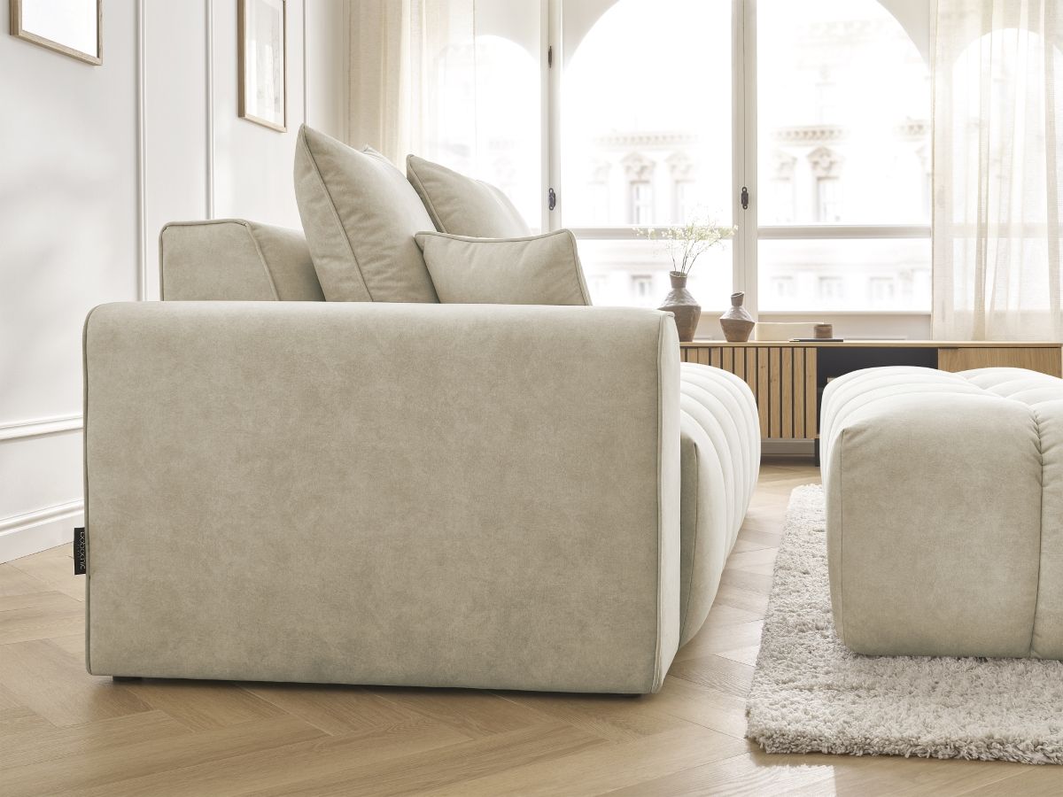 Canapé droit fixe MONT-BLANC velours avec pouf