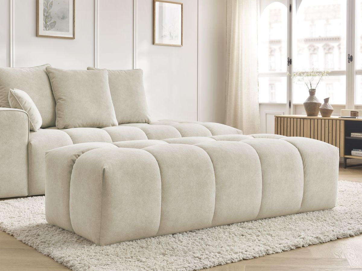 Canapé droit fixe MONT-BLANC velours avec pouf