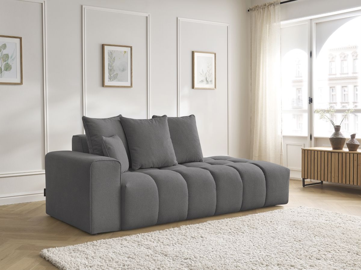 Canapé droit fixe MONT-BLANC tissu chiné gris foncé accoudoir gauche BOBOCHIC 4 places - Vue supplémentaire 3