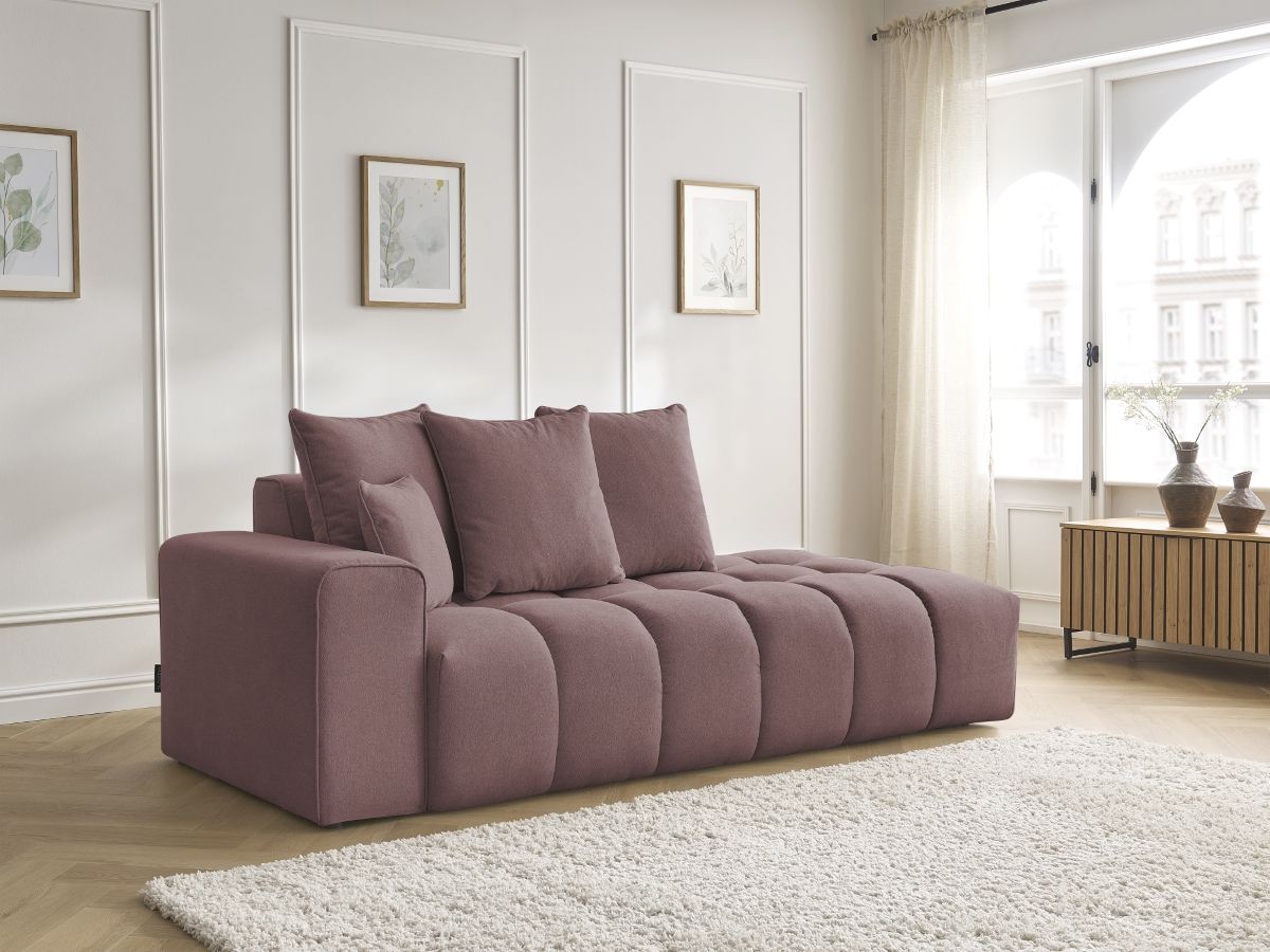 Canapé droit fixe MONT-BLANC tissu chiné rose accoudoir gauche BOBOCHIC 4 places - Vue supplémentaire 3