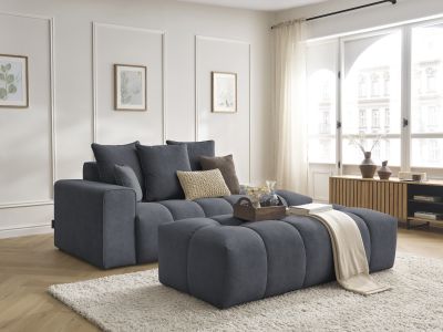 Canapé droit fixe MONT-BLANC velours avec pouf