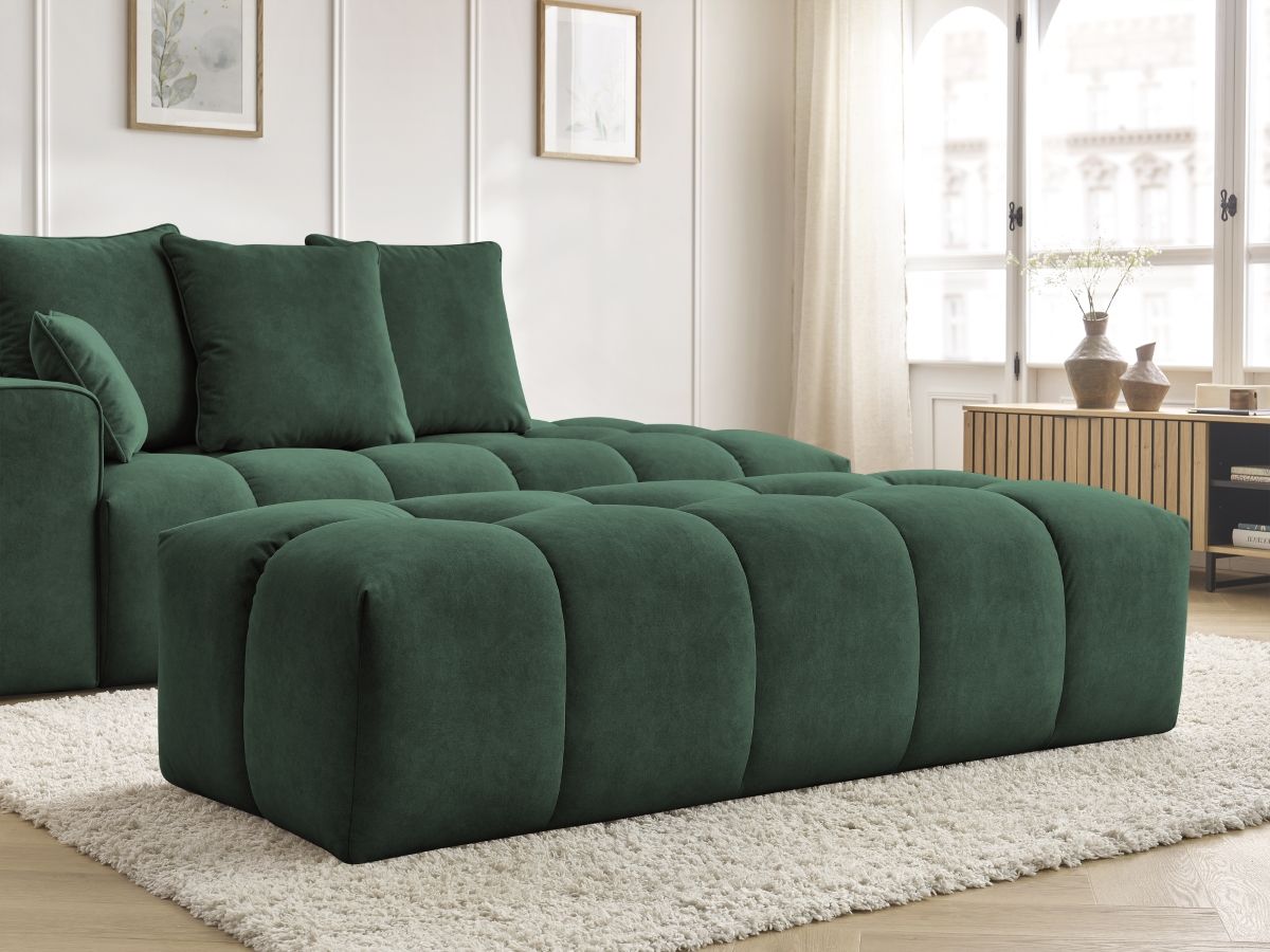 Canapé droit fixe MONT-BLANC velours avec pouf