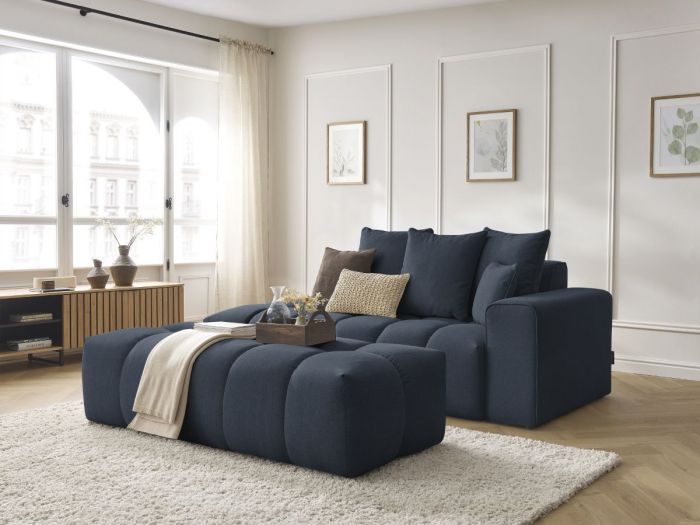 Canapé droit fixe MONT-BLANC tissu chiné avec pouf