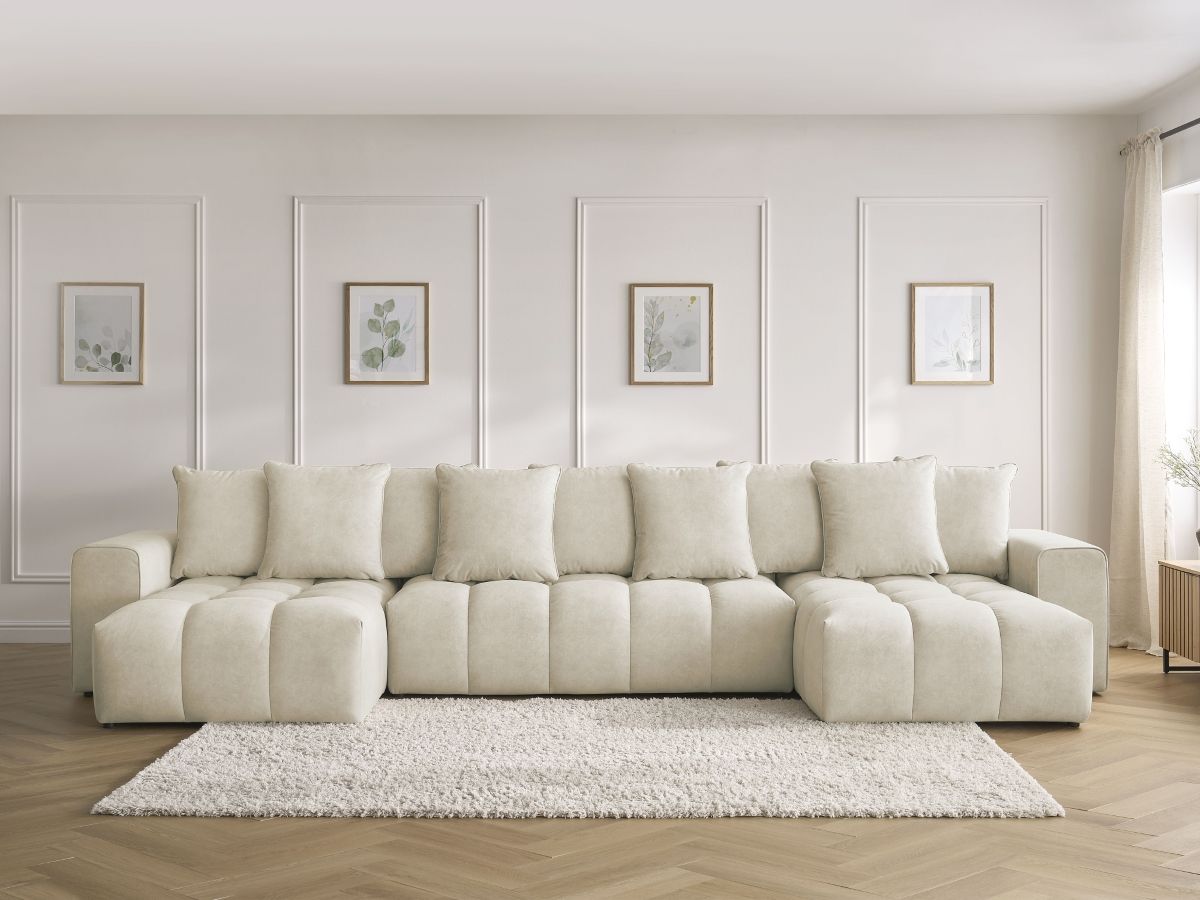 Canapé panoramique MONT-BLANC velours beige — vue 5