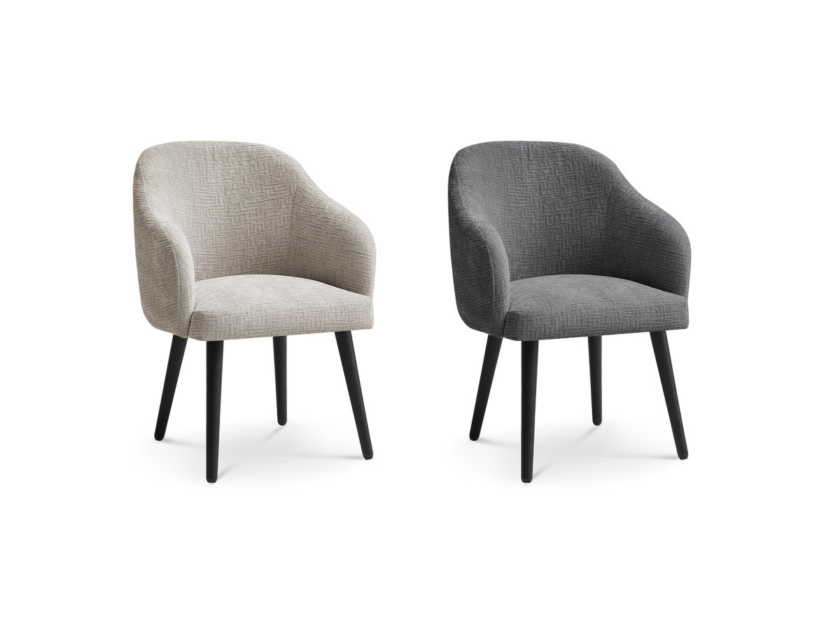 Set SOPHIE stoelen in structuurstof en zwarte Scandinavische poten