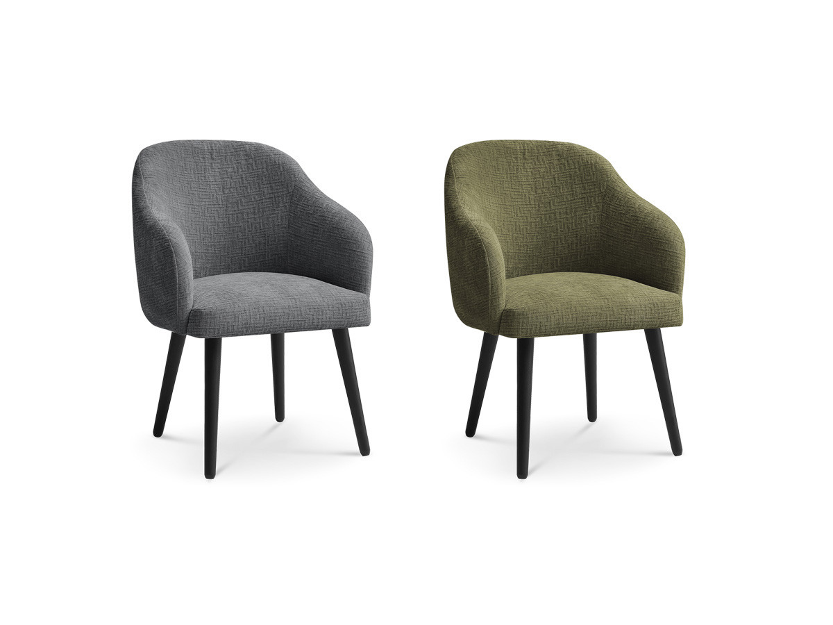 Set SOPHIE stoelen in structuurstof en zwarte Scandinavische poten