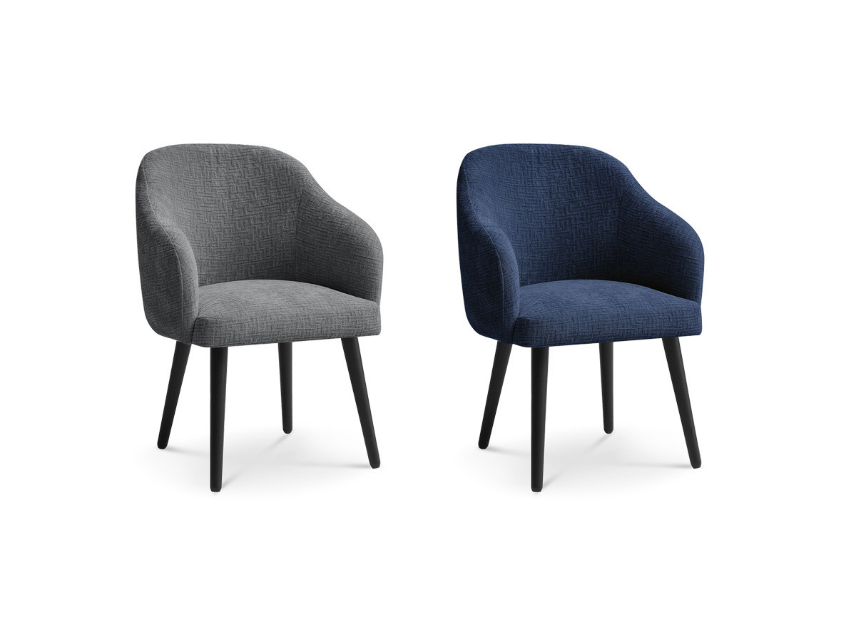 Set SOPHIE stoelen in structuurstof en zwarte Scandinavische poten