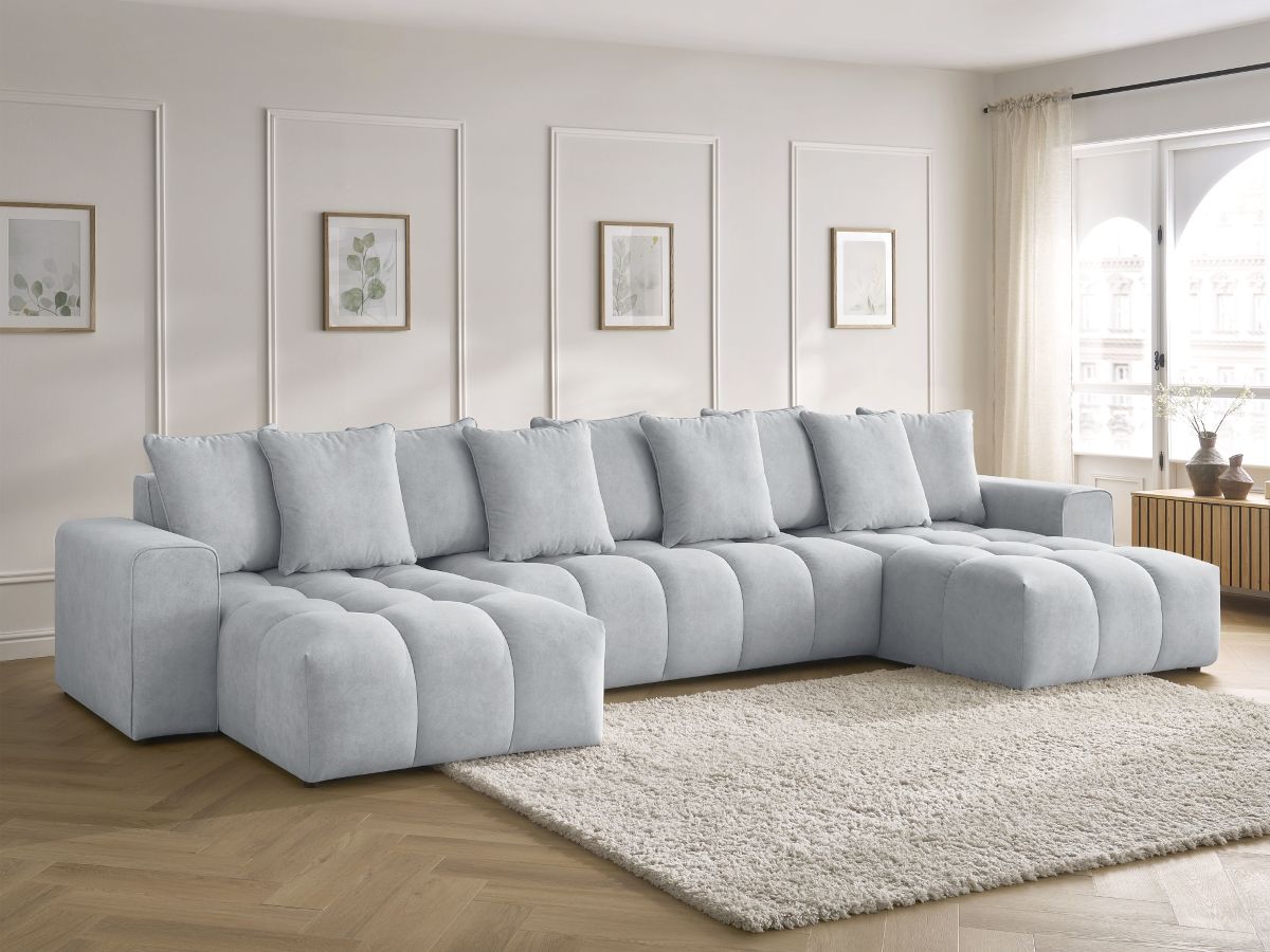 Canapé panoramique MONT-BLANC velours gris clair — vue 5