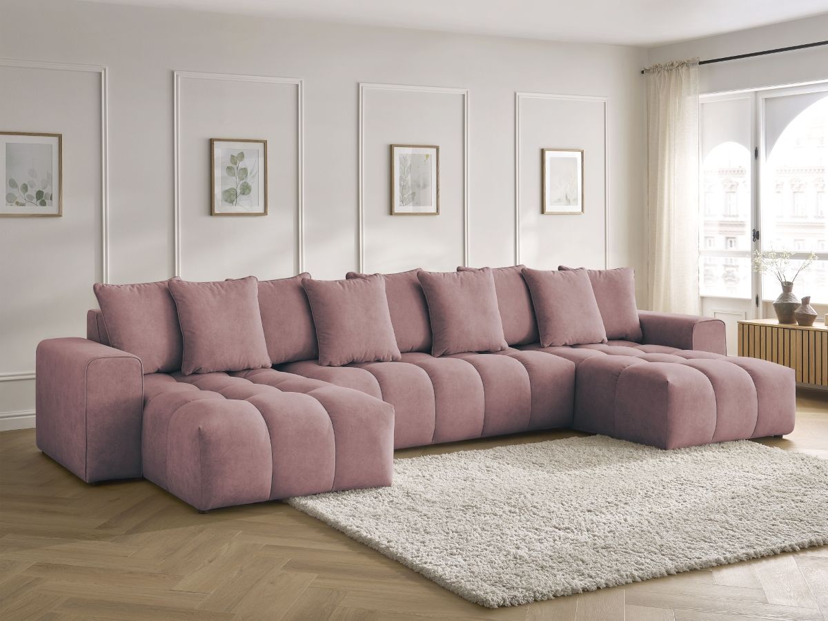 Canapé panoramique MONT-BLANC velours rose — vue 5