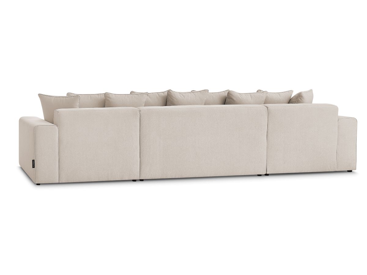 Canapé d'angle fixe EVEREST tissu chiné - Orange - Angle droit - 10 coussins