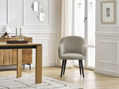 Lot de chaises SOPHIE tissu texturé et pieds scandinaves noirs