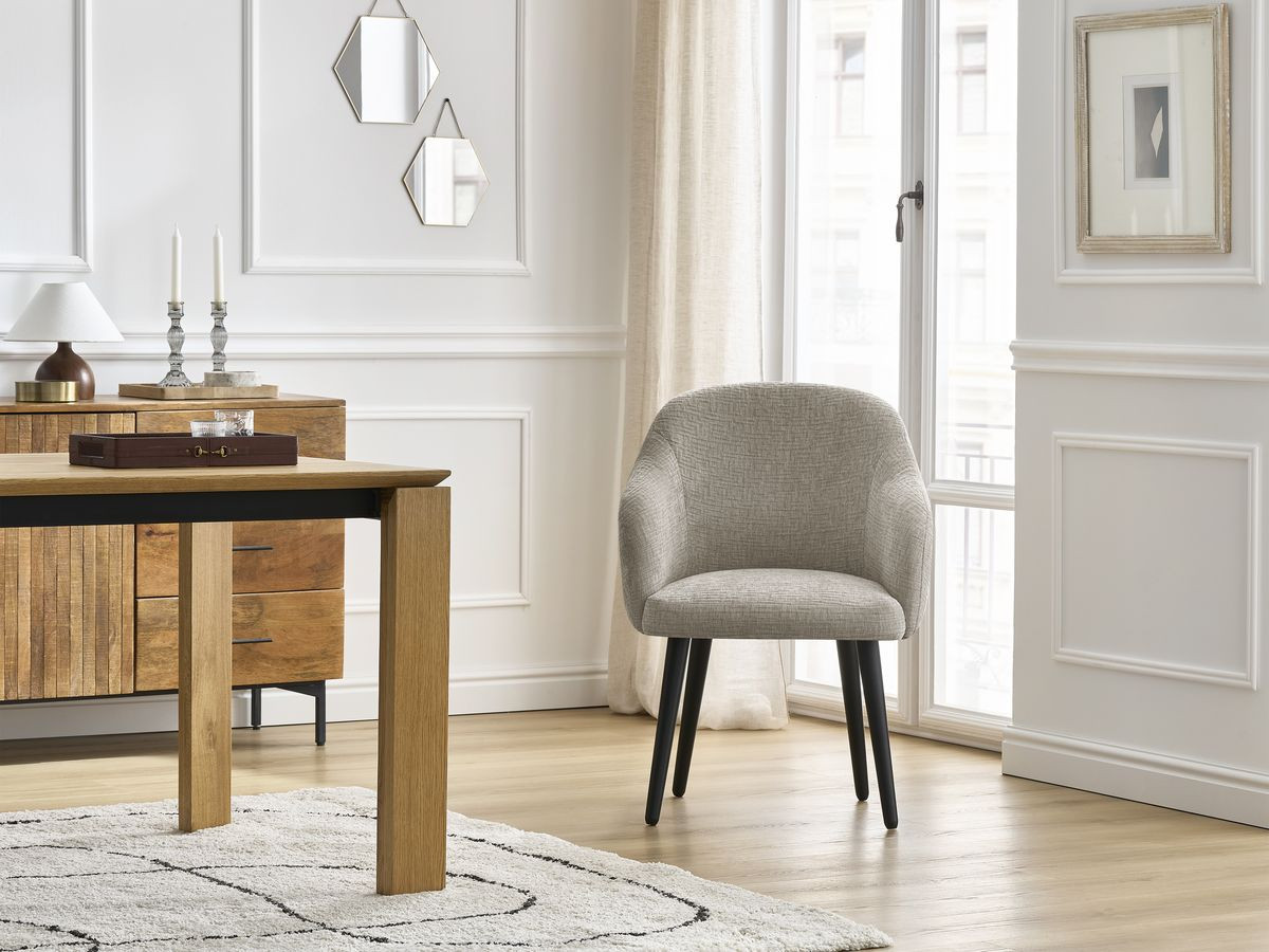 Lot de chaises SOPHIE tissu texturé et pieds scandinaves noirs
