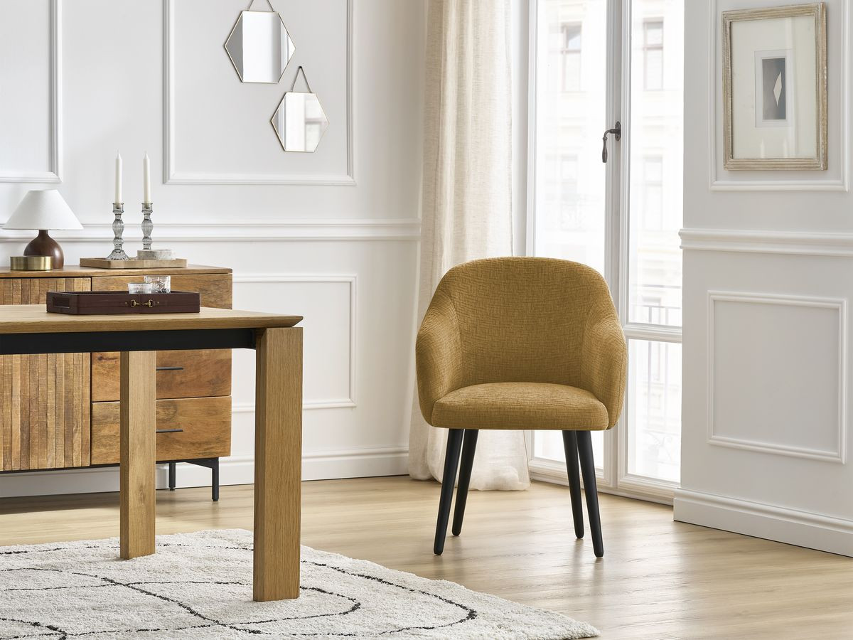Lot de chaises SOPHIE tissu texturé et pieds scandinaves noirs
