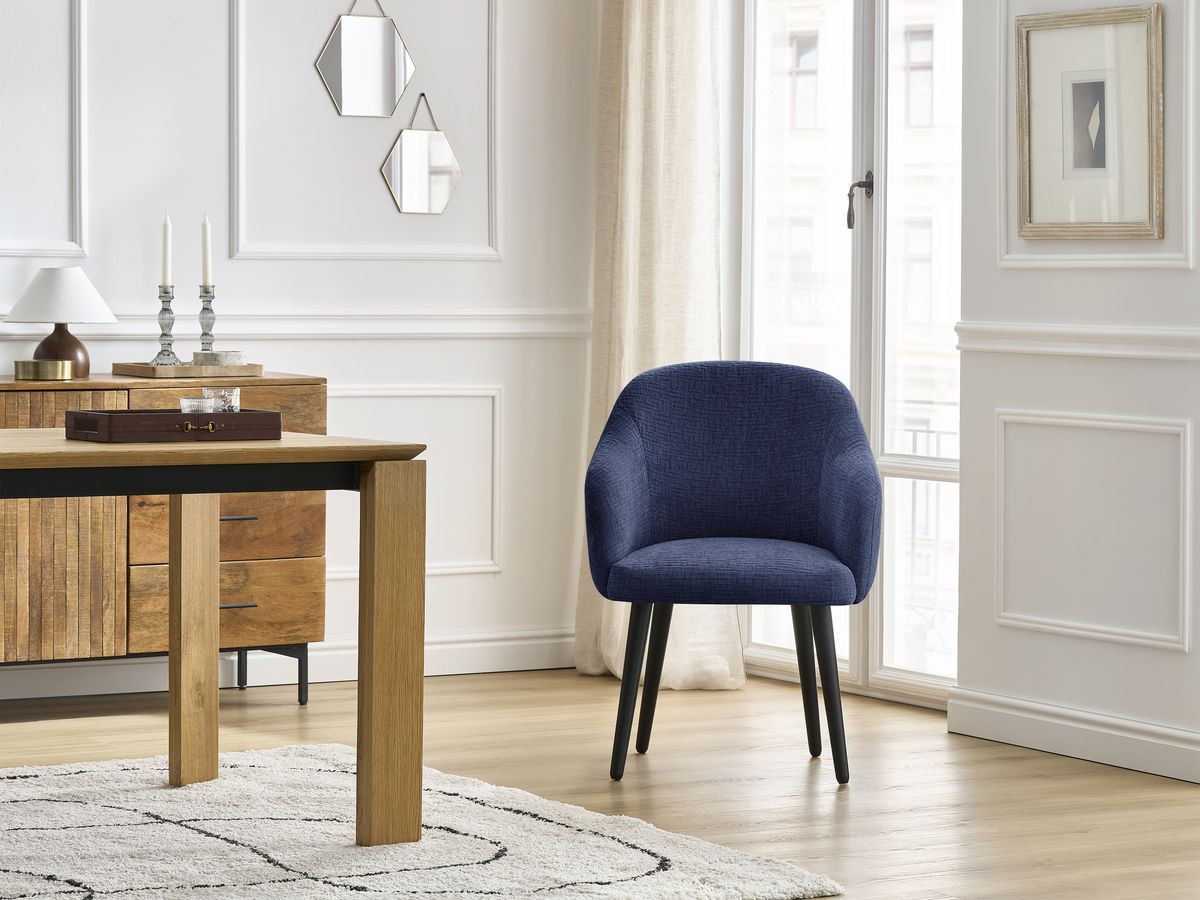 Lot de chaises SOPHIE tissu texturé et pieds scandinaves noirs