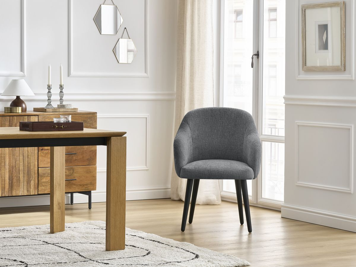 Lot de chaises SOPHIE tissu texturé et pieds scandinaves noirs