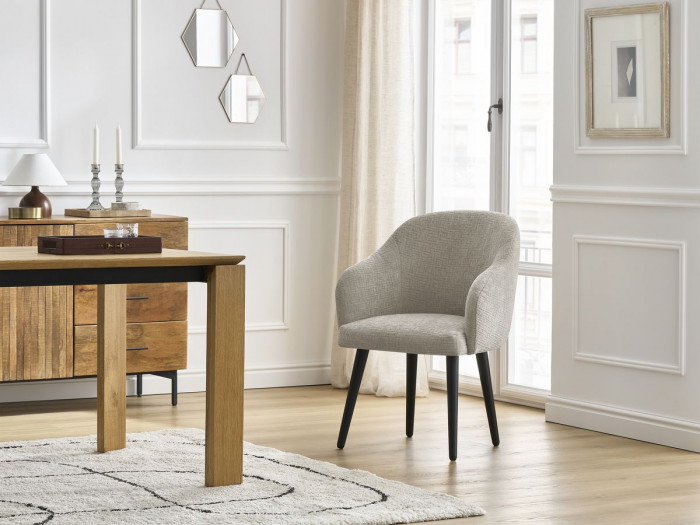 Lot de chaises SOPHIE tissu texturé et pieds scandinaves noirs