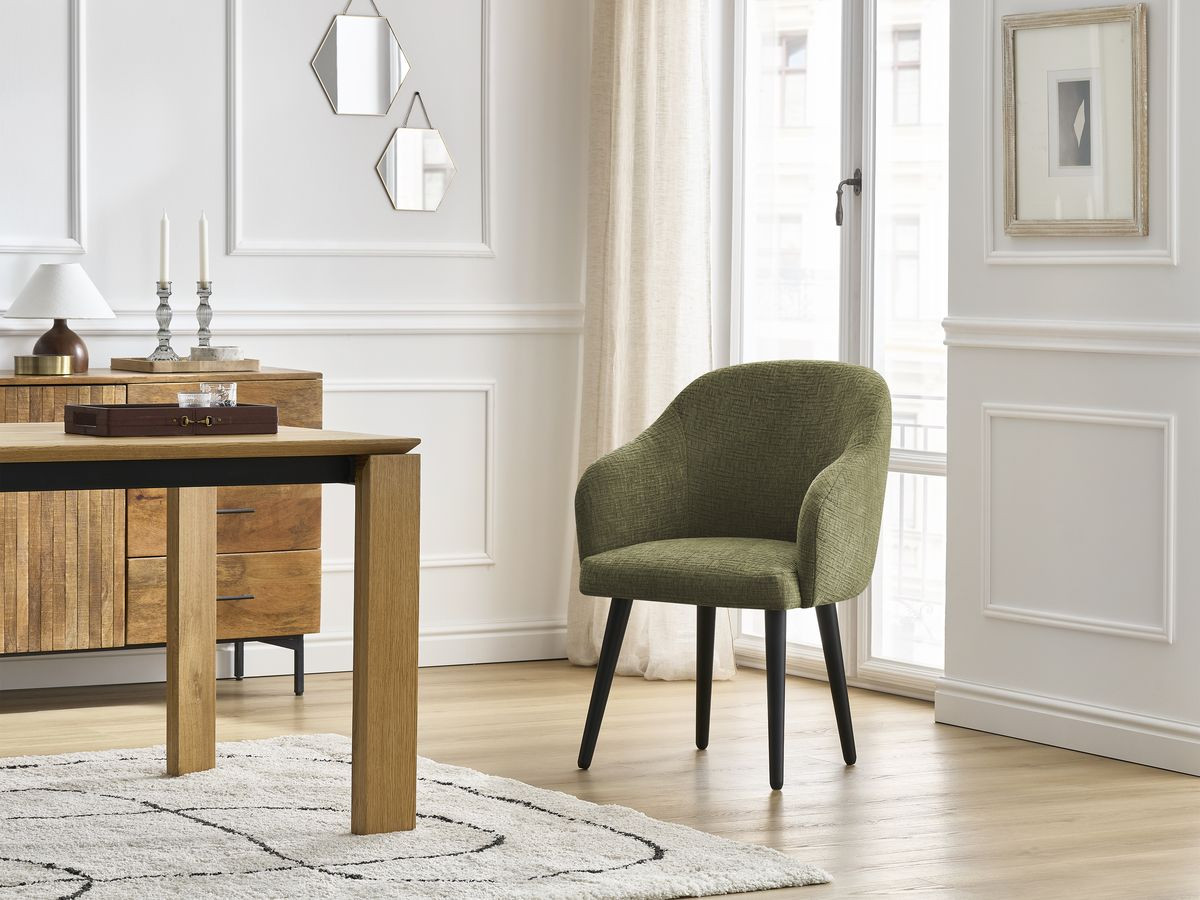 Lot de chaises SOPHIE tissu texturé et pieds scandinaves noirs