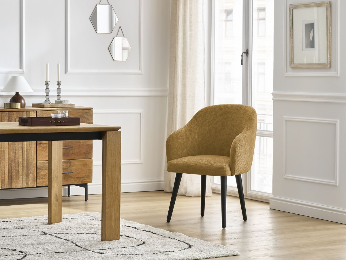 Lot de chaises SOPHIE tissu texturé et pieds scandinaves noirs