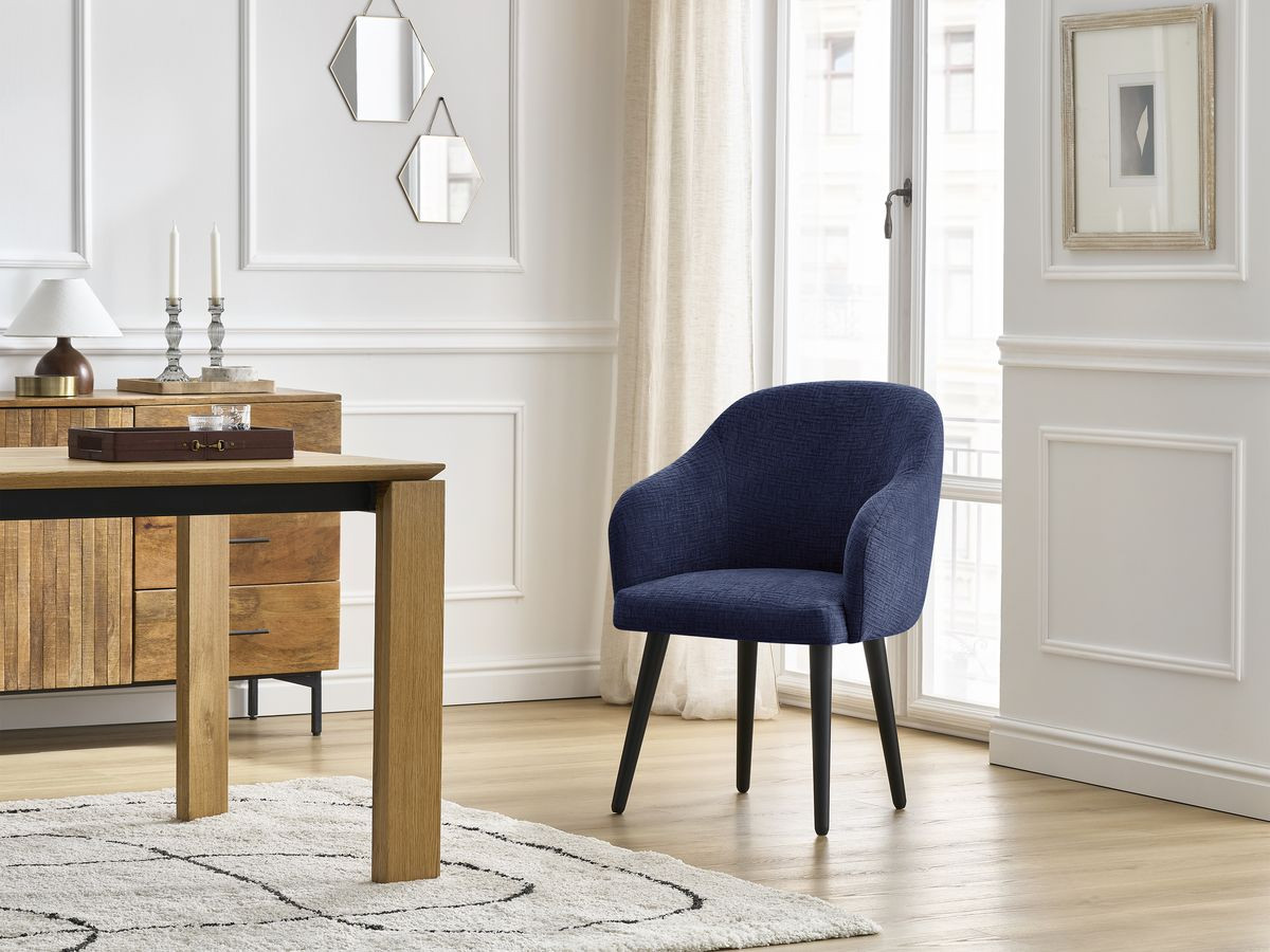 Lot de chaises SOPHIE tissu texturé et pieds scandinaves noirs