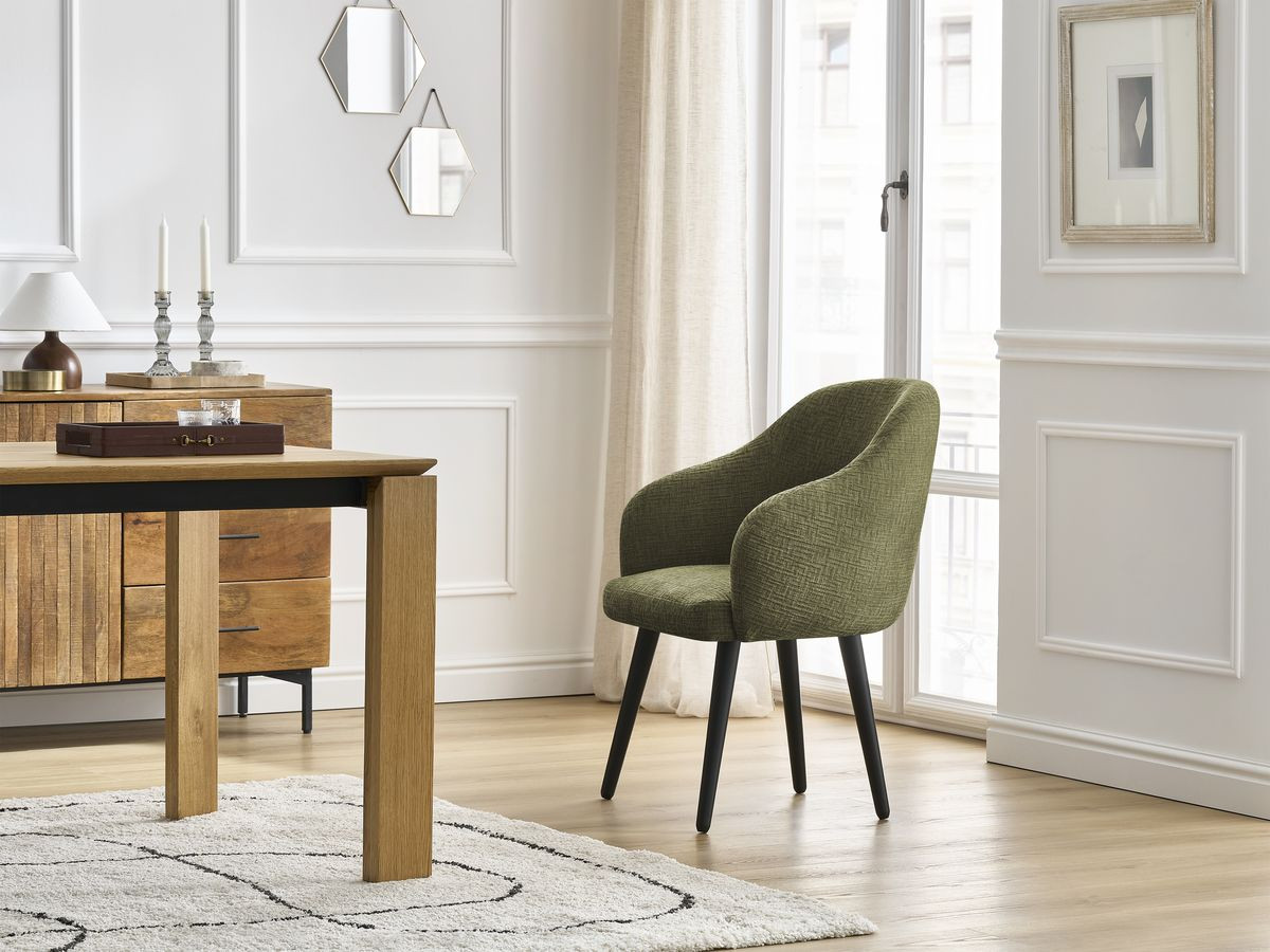 Lot de chaises SOPHIE tissu texturé et pieds scandinaves noirs