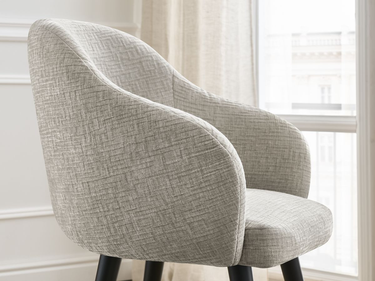 Lot de chaises SOPHIE tissu texturé et pieds scandinaves noirs