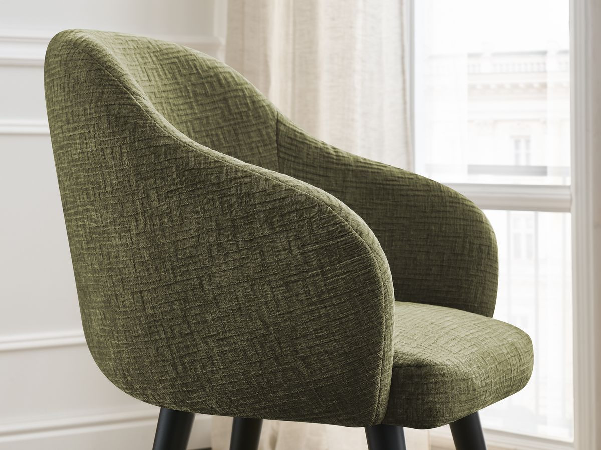 Lot de chaises SOPHIE tissu texturé et pieds scandinaves noirs