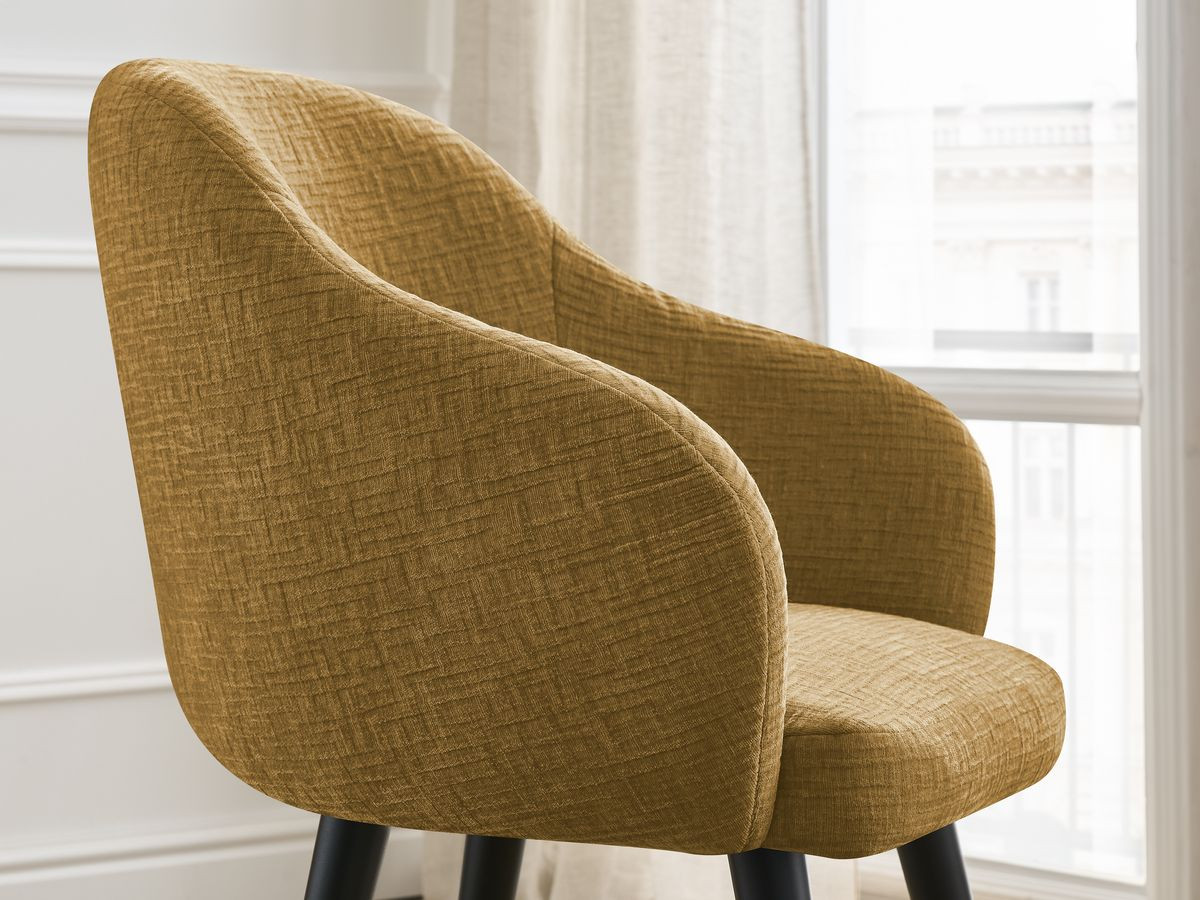 Lot de chaises SOPHIE tissu texturé et pieds scandinaves noirs