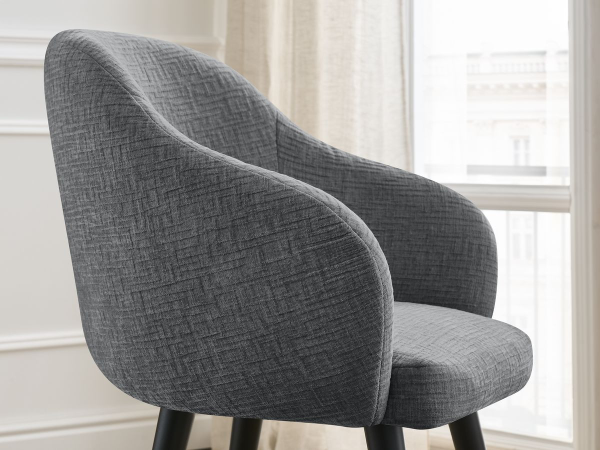Lot de chaises SOPHIE tissu texturé et pieds scandinaves noirs