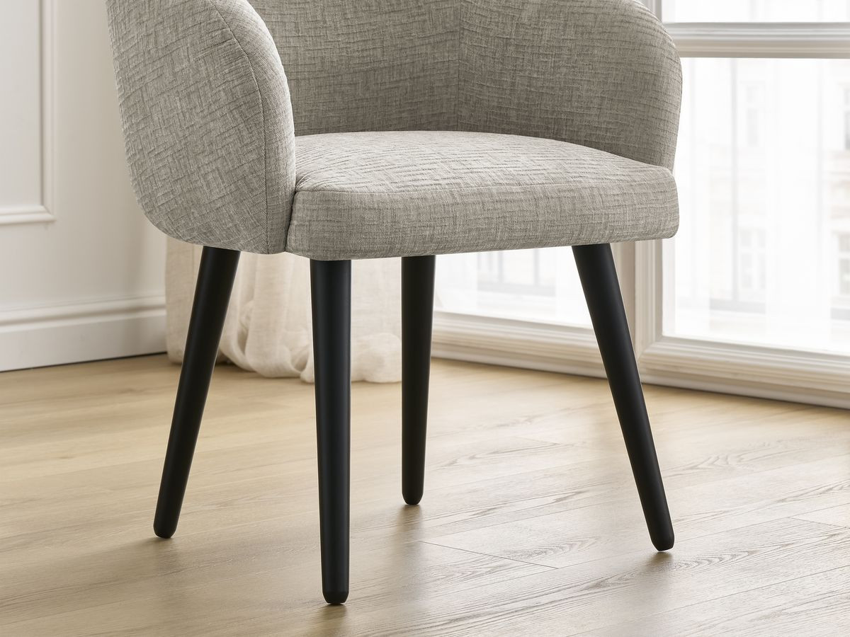 Lot de chaises SOPHIE tissu texturé et pieds scandinaves noirs