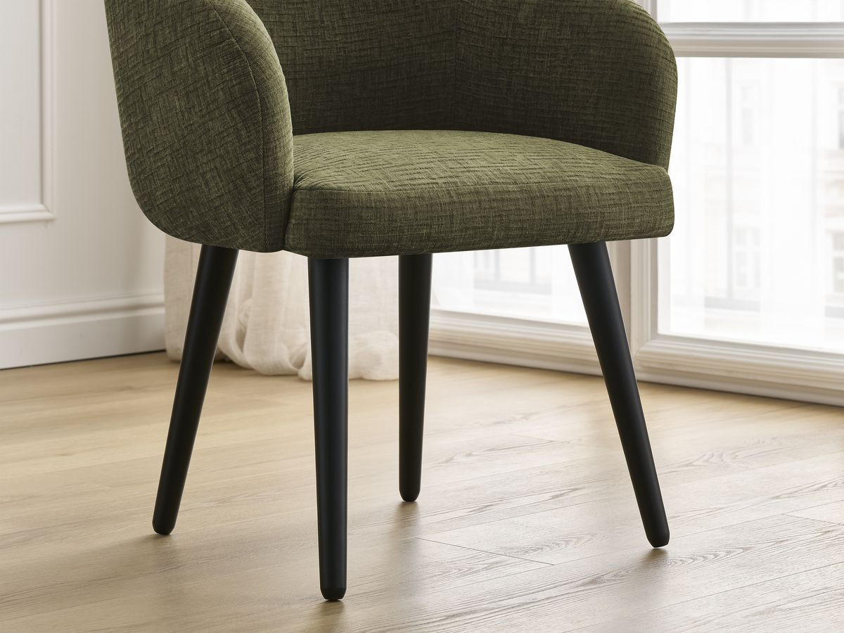 Lot de chaises SOPHIE tissu texturé et pieds scandinaves noirs