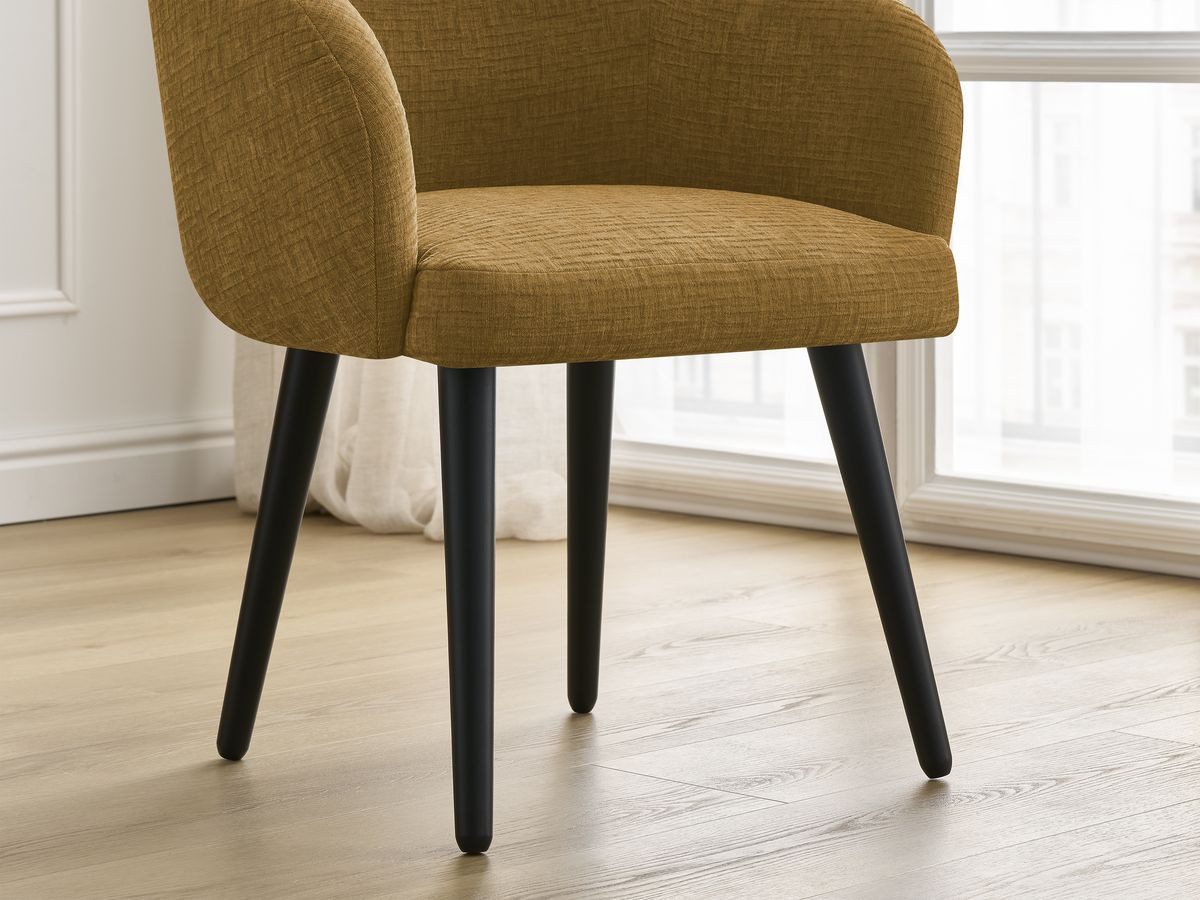 Lot de chaises SOPHIE tissu texturé et pieds scandinaves noirs