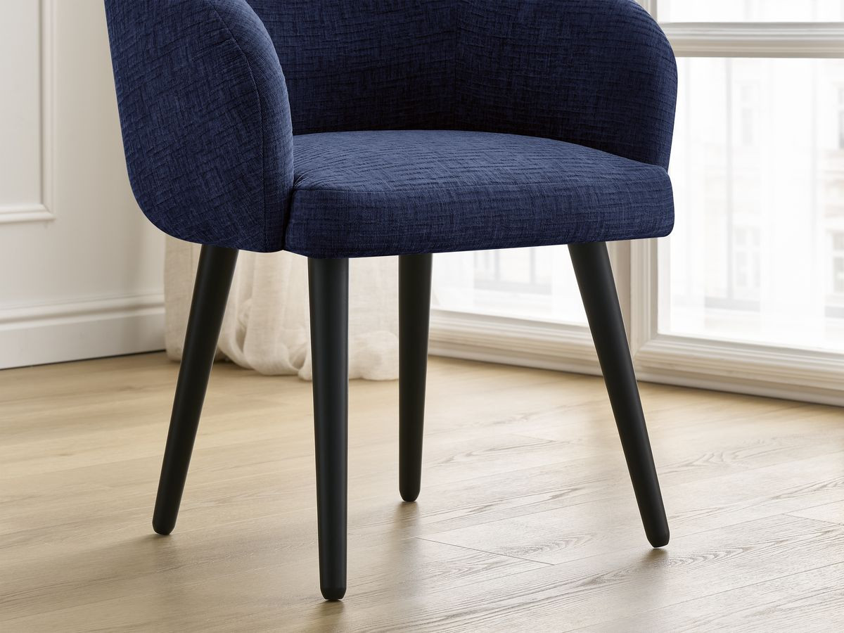 Lot de chaises SOPHIE tissu texturé et pieds scandinaves noirs