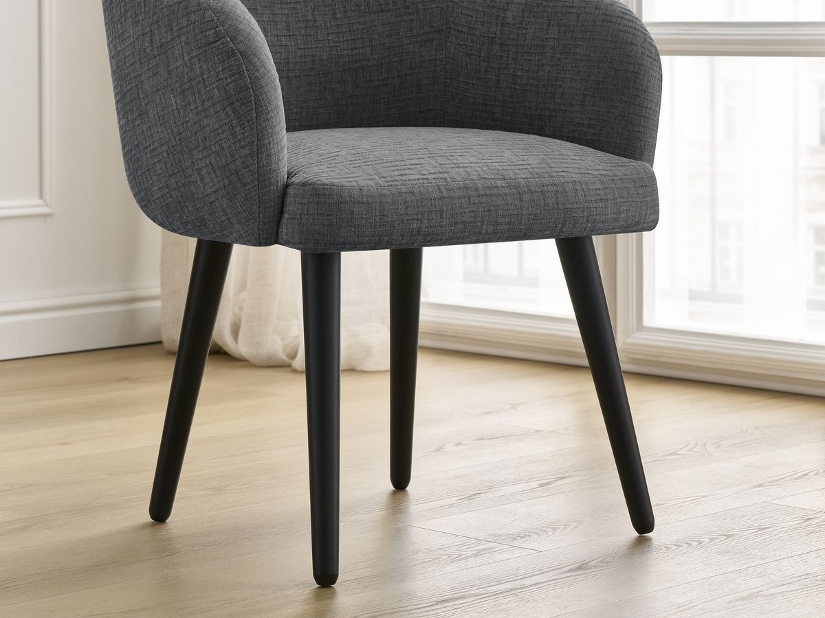 Lot de chaises SOPHIE tissu texturé et pieds scandinaves noirs