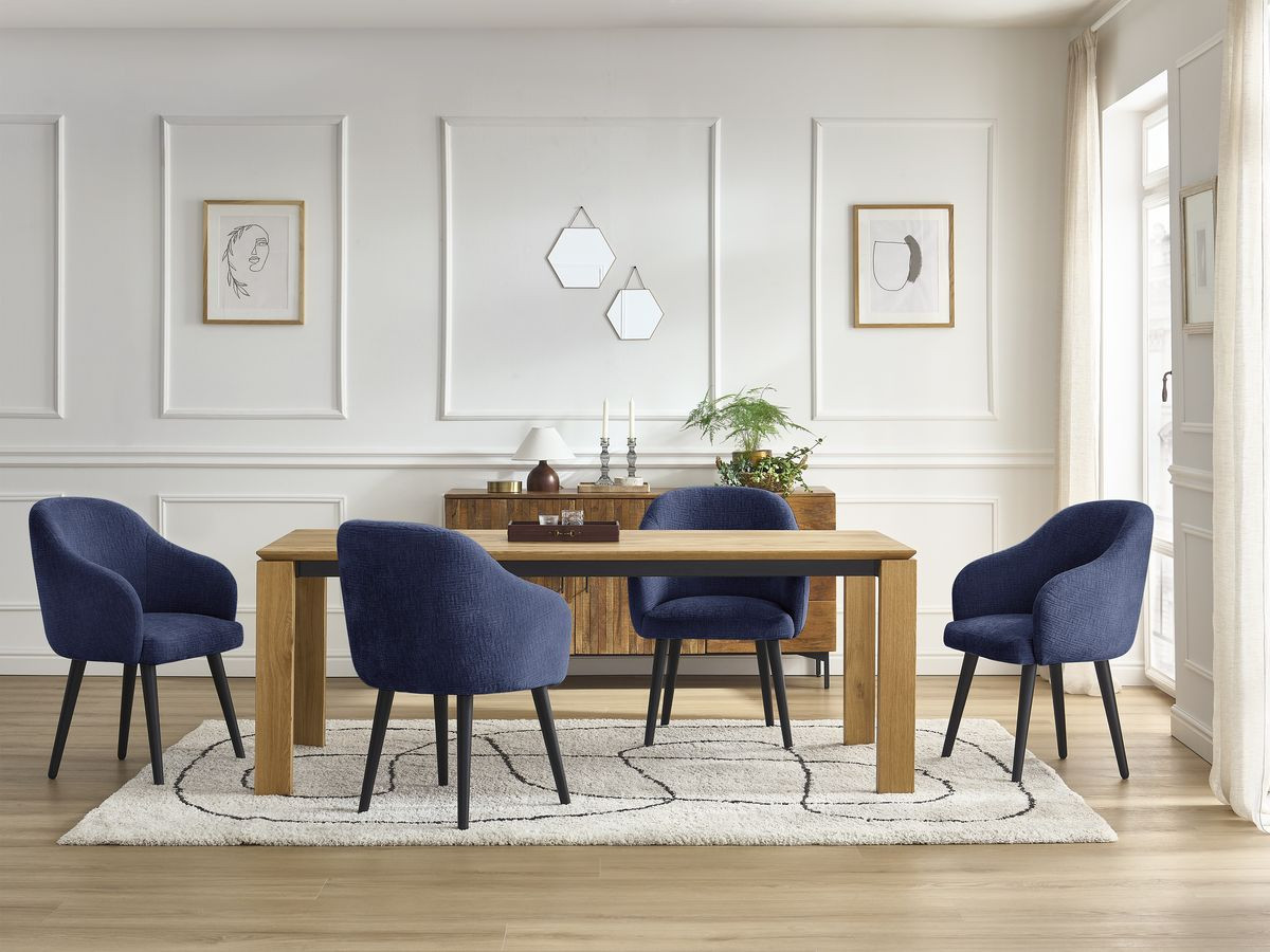 Lot de chaises SOPHIE tissu texturé et pieds scandinaves noirs
