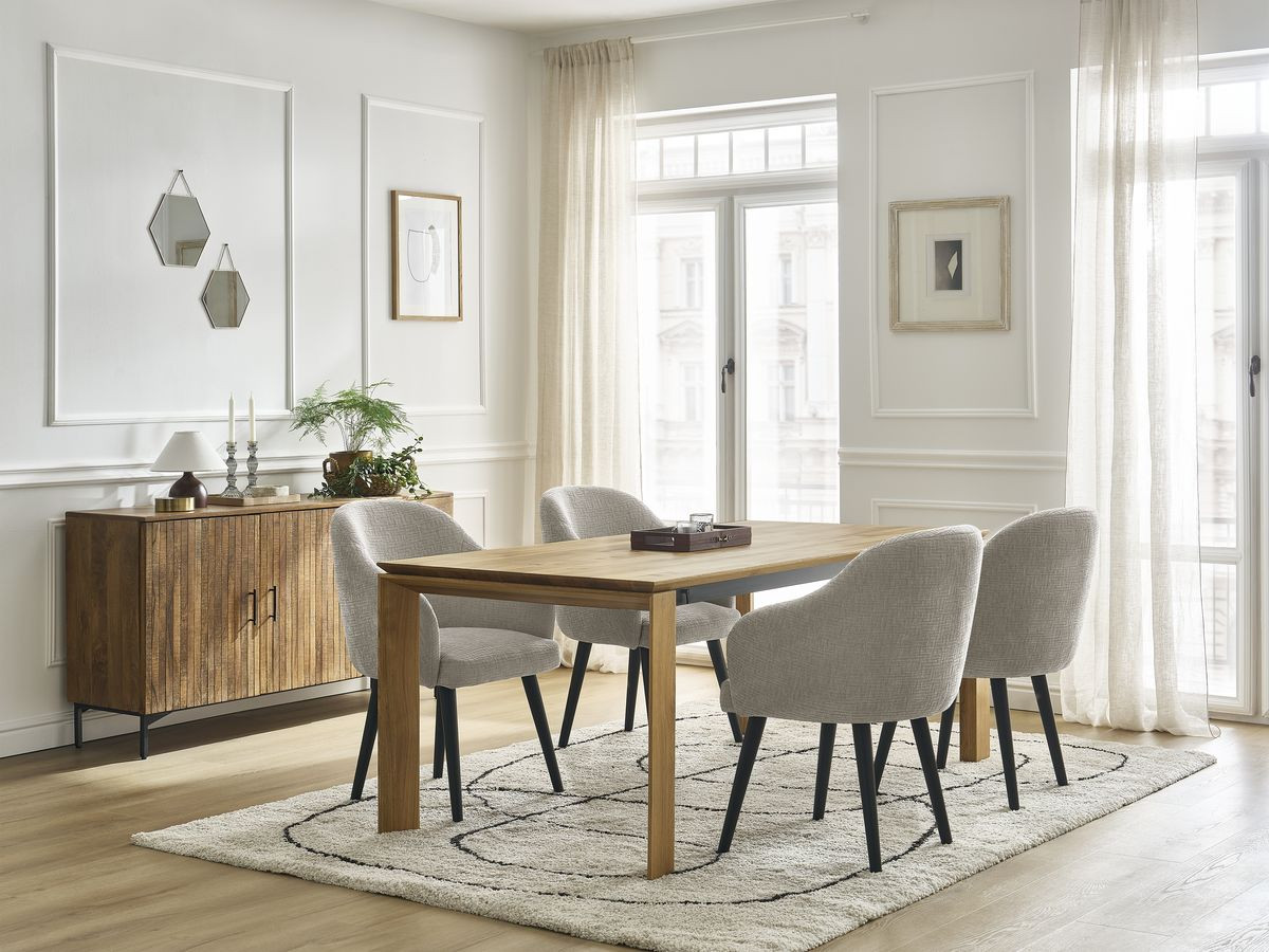 Lot de chaises SOPHIE tissu texturé et pieds scandinaves noirs