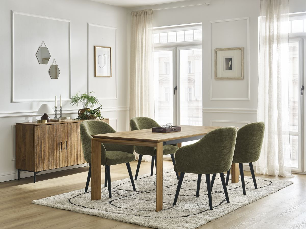Lot de chaises SOPHIE tissu texturé et pieds scandinaves noirs