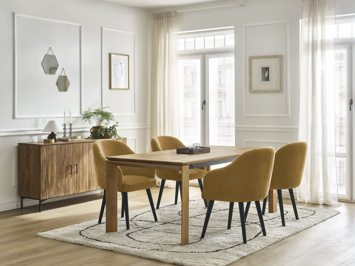 Lot de chaises SOPHIE tissu texturé et pieds scandinaves noirs