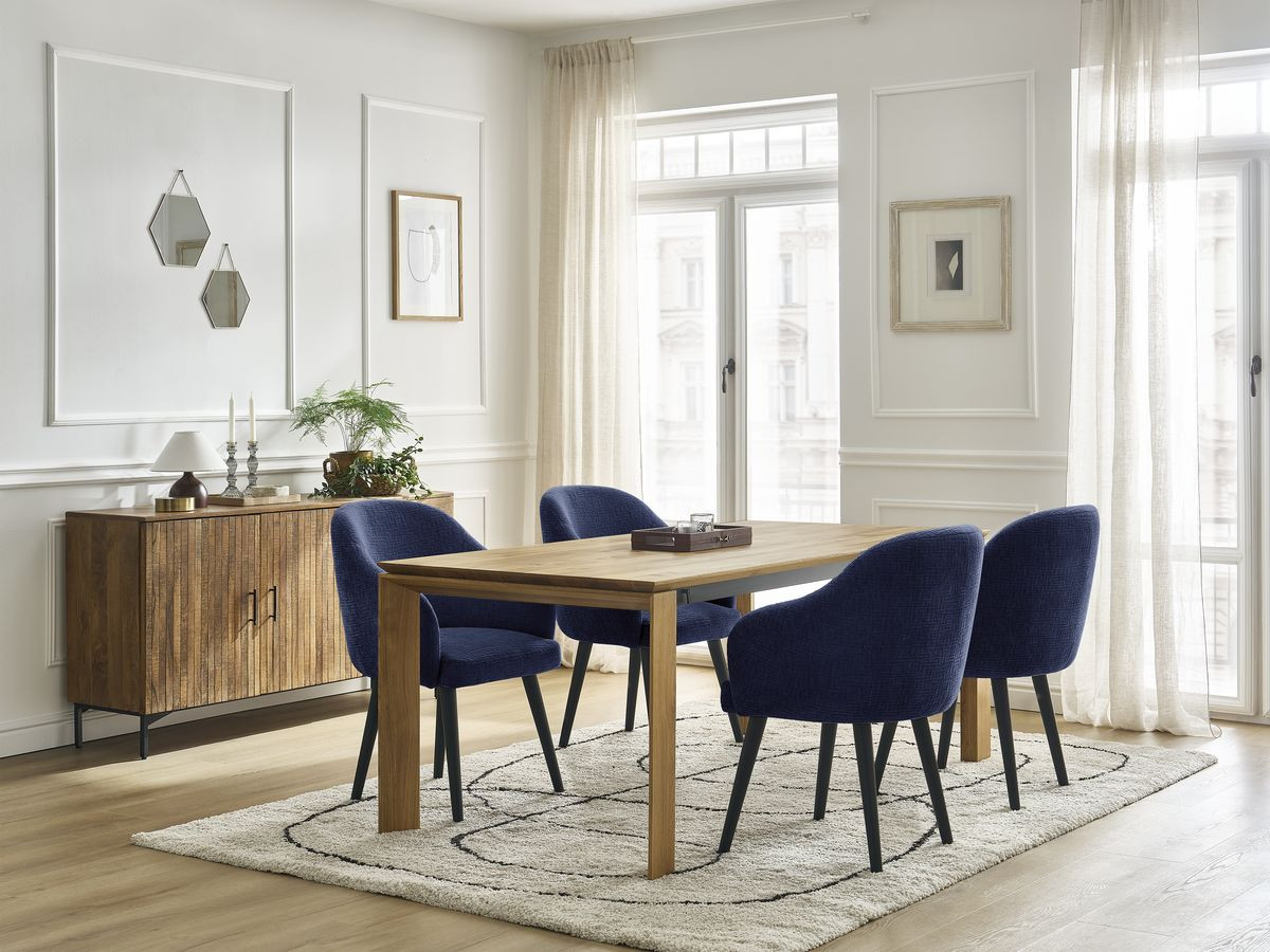 Lot de chaises SOPHIE tissu texturé et pieds scandinaves noirs