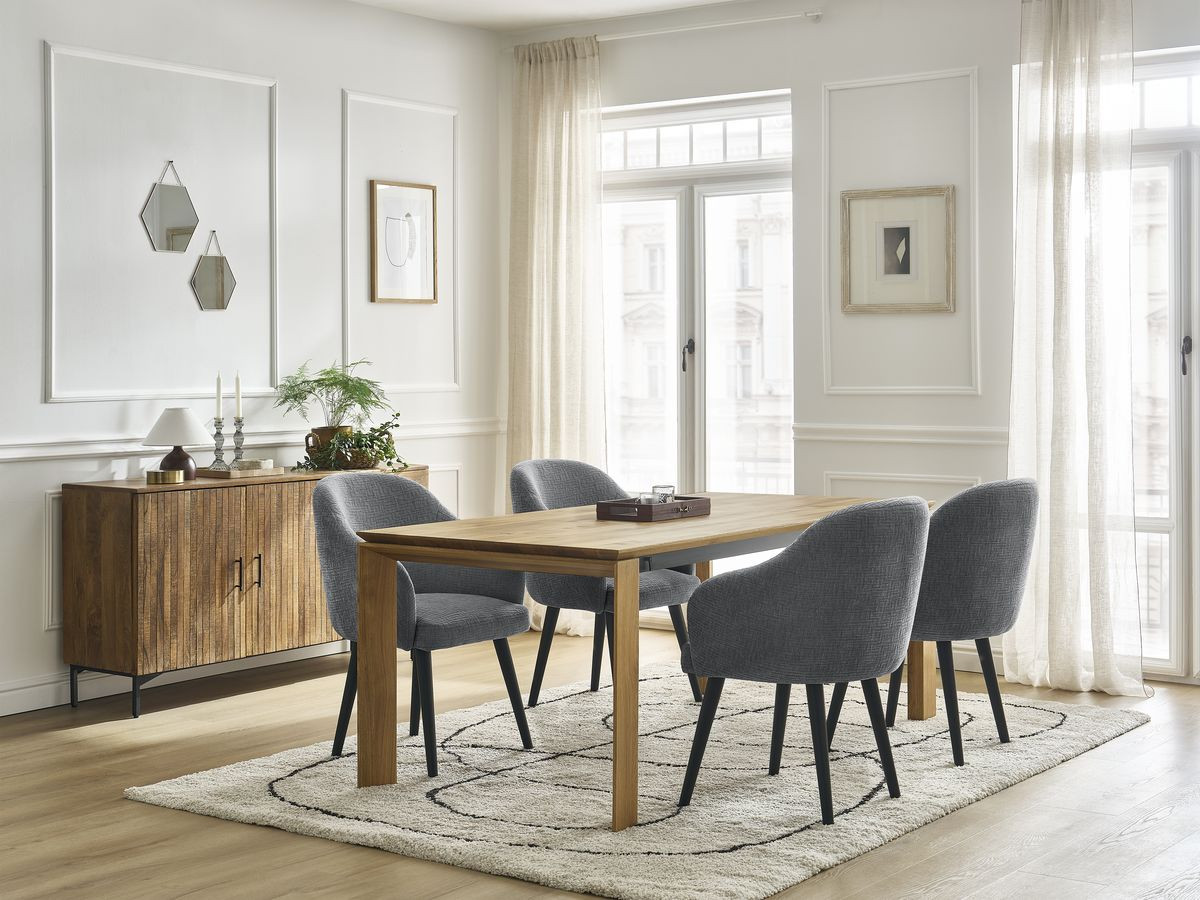 Lot de chaises SOPHIE tissu texturé et pieds scandinaves noirs