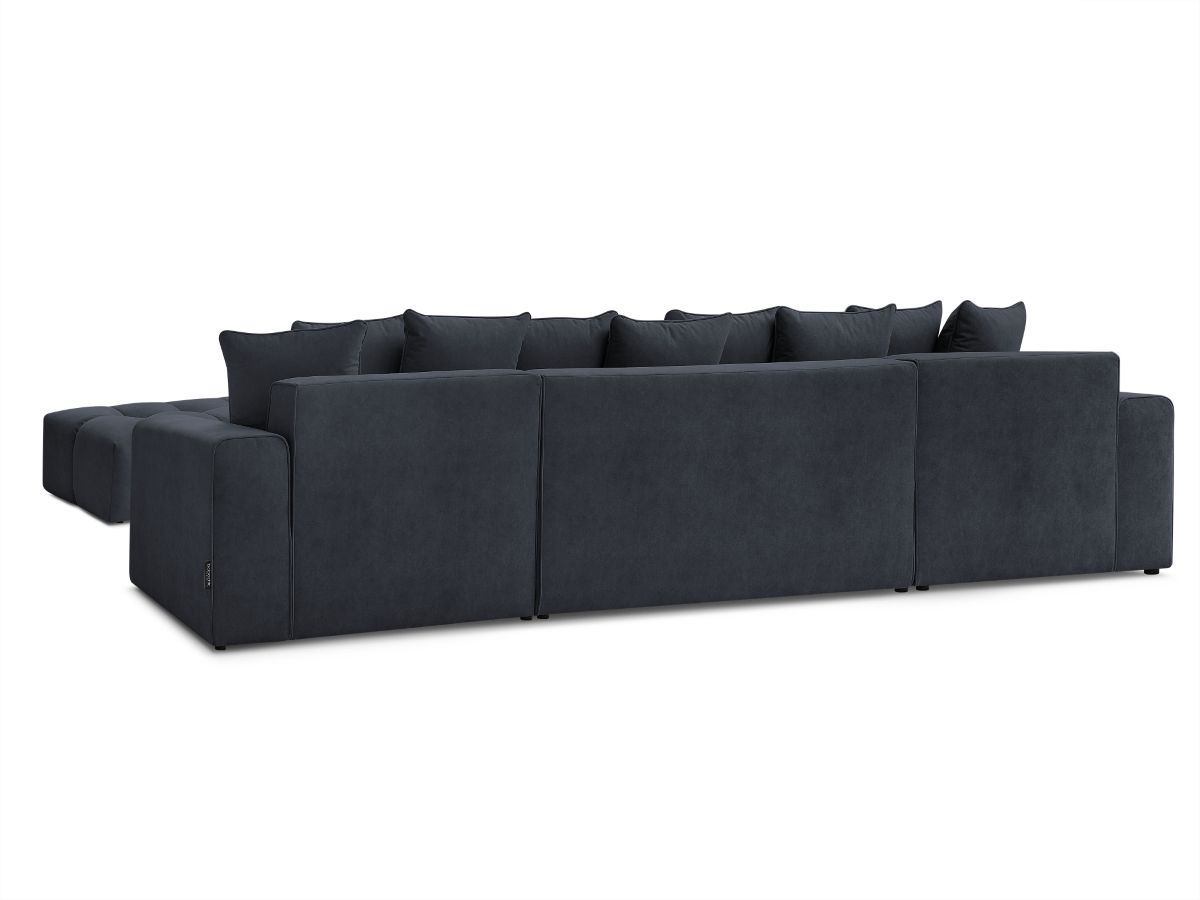 Canapé d'angle fixe EVEREST tissu chiné - Orange - Angle droit - 10 coussins