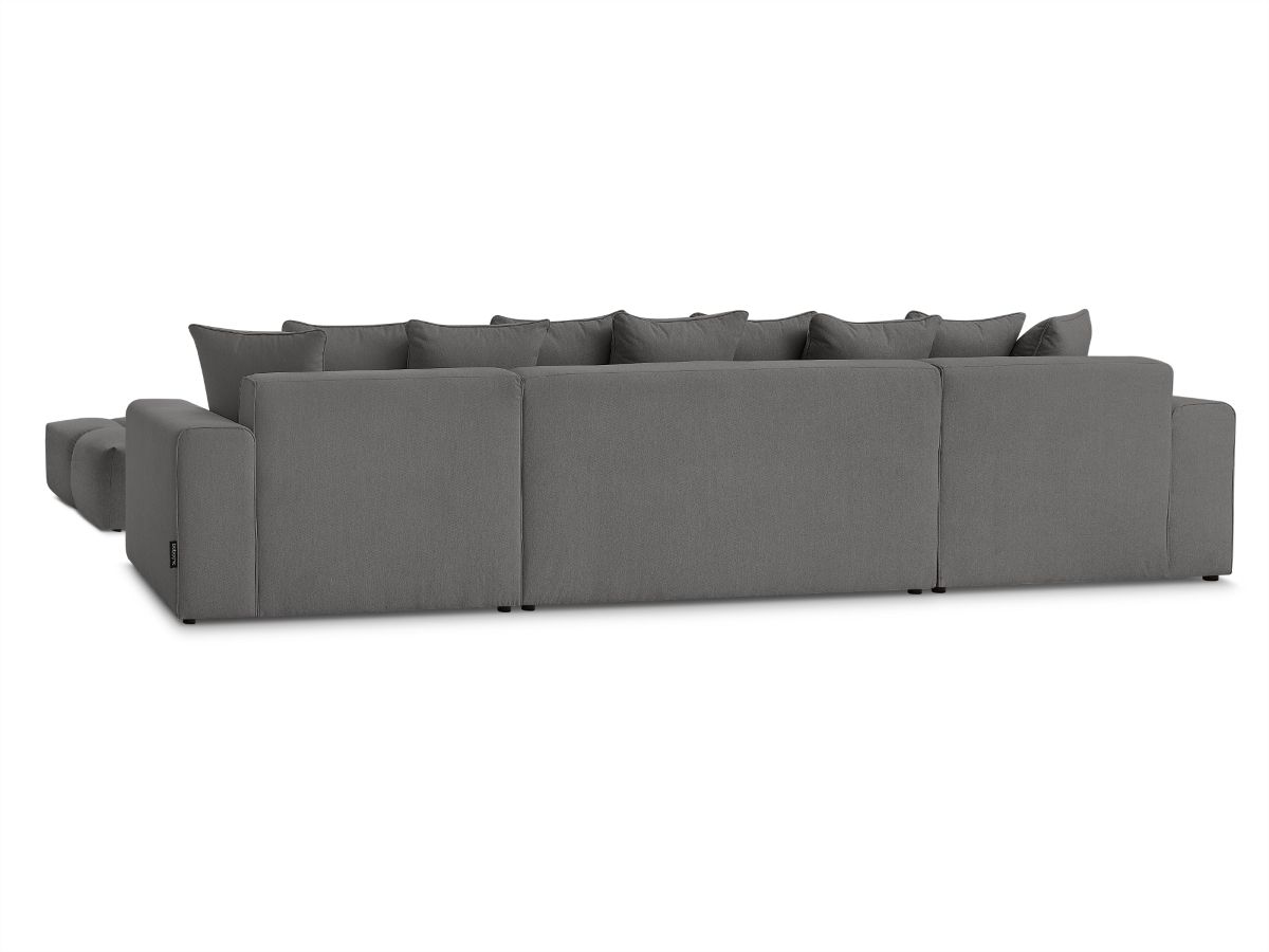 Canapé d'angle fixe EVEREST tissu chiné - Orange - Angle droit - 10 coussins