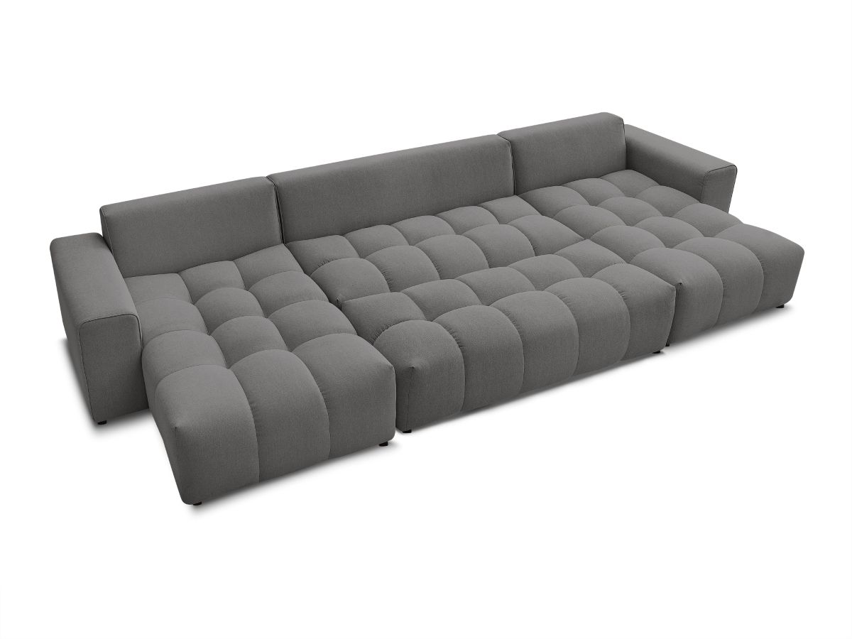 Canapé d'angle fixe EVEREST tissu chiné - Orange - Angle droit - 10 coussins
