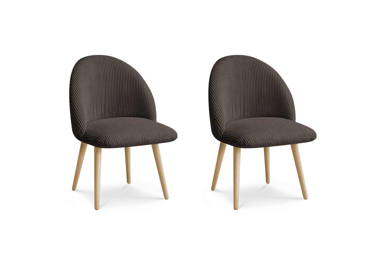 Set LALIE-stoelen in corduroystof en Scandinavische houten poten