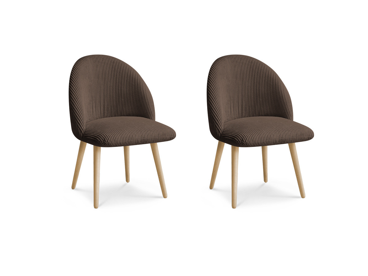 Set LALIE-stoelen in corduroystof en Scandinavische houten poten